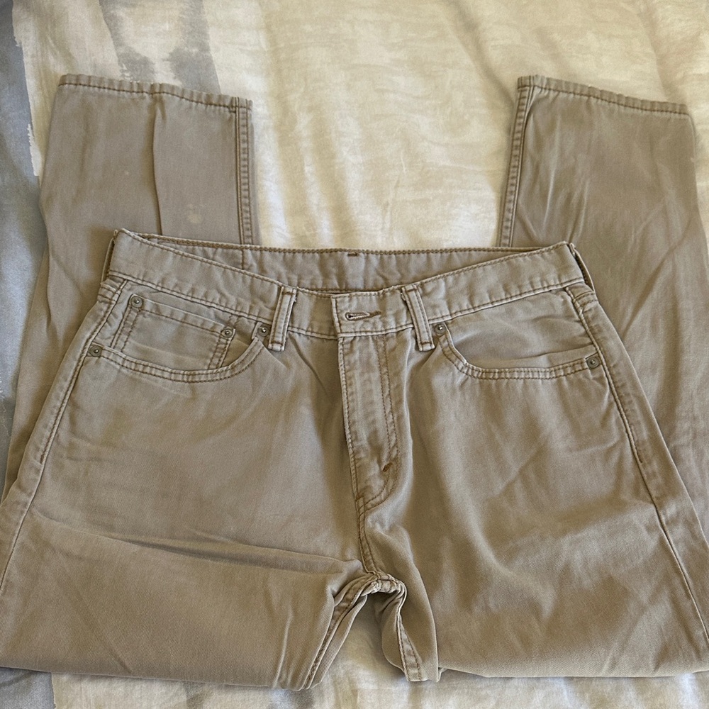 Levi's Strauss & Co Fit 508 Slim Taper 32/29 Men’s Tan Khaki Denim Jeans worn